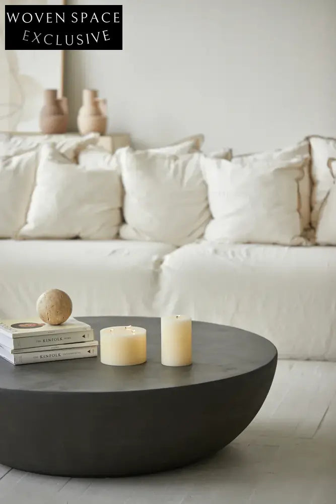 Mid-Century French Vintage Concrete Coffee Table - Black Brown Geometric Design