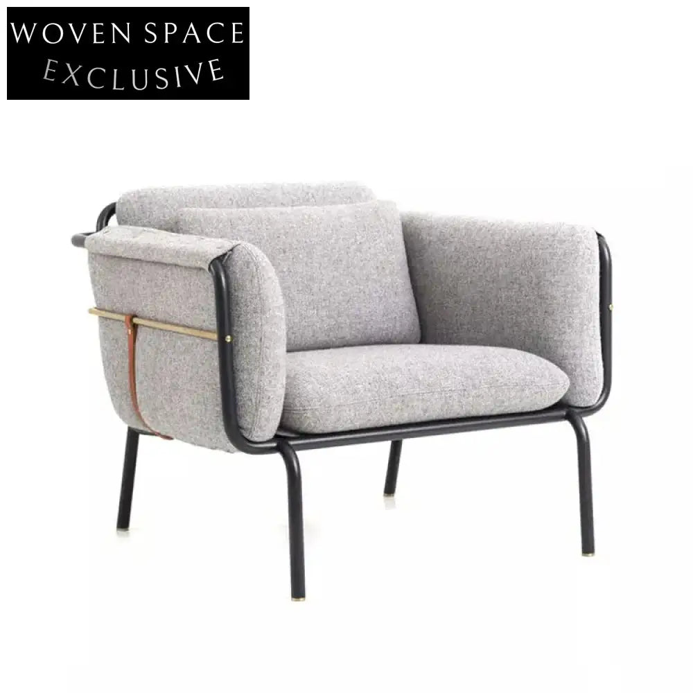 Mid-Century Leisure Metal Frame 3-Seater Fabric Sectional Sofa