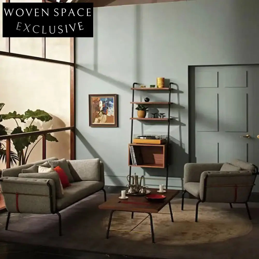 Mid-Century Leisure Metal Frame 3-Seater Fabric Sectional Sofa