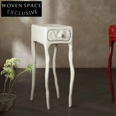 Mid-Century Modern Fiberglass High Leg Nightstand with Drawer, Chic Storage Cabinet