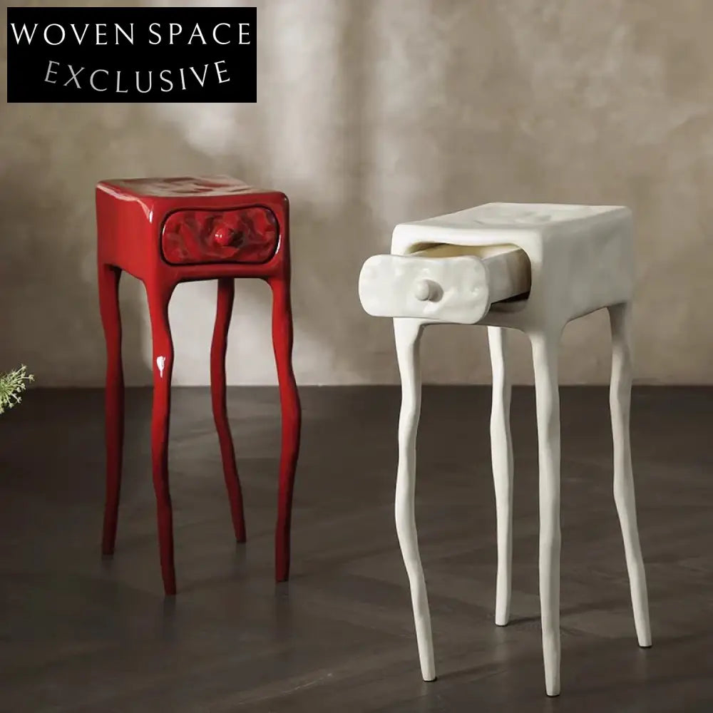 Mid-Century Modern Fiberglass High Leg Nightstand with Drawer, Chic Storage Cabinet