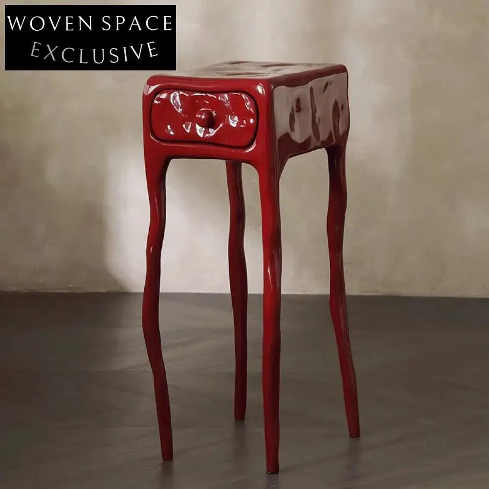 Mid-Century Modern Fiberglass High Leg Nightstand with Drawer, Chic Storage Cabinet