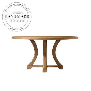 Mid-Century Modern Round Solid Wood Extendable Six Seater Dining Table