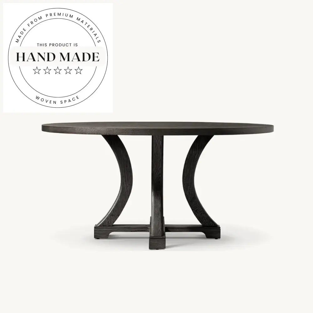Mid-Century Modern Round Solid Wood Extendable Six Seater Dining Table