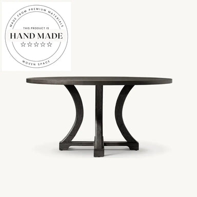 Mid-Century Modern Round Solid Wood Extendable Six Seater Dining Table