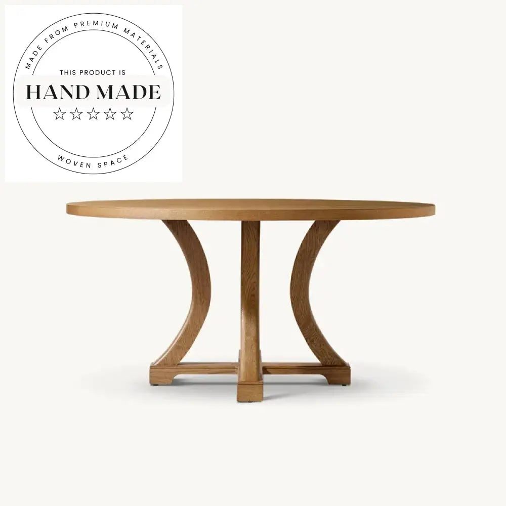 Mid-Century Modern Round Solid Wood Extendable Six Seater Dining Table
