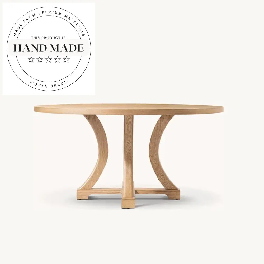 Mid-Century Modern Round Solid Wood Extendable Six Seater Dining Table