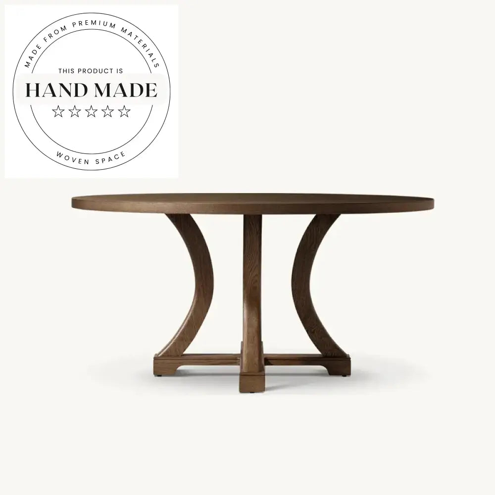 Mid-Century Modern Round Solid Wood Extendable Six Seater Dining Table
