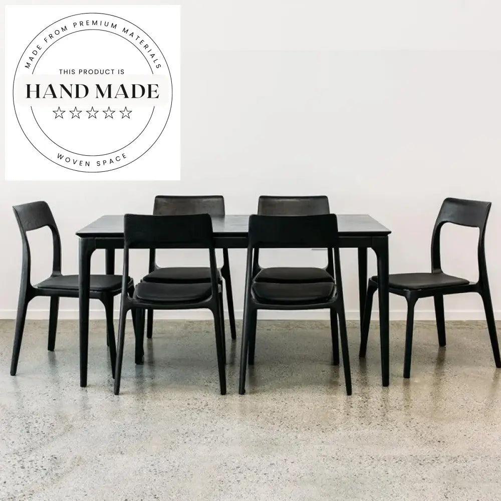 Mid Century Modern Solid Ash Wood Leather Stackable Dining Chair