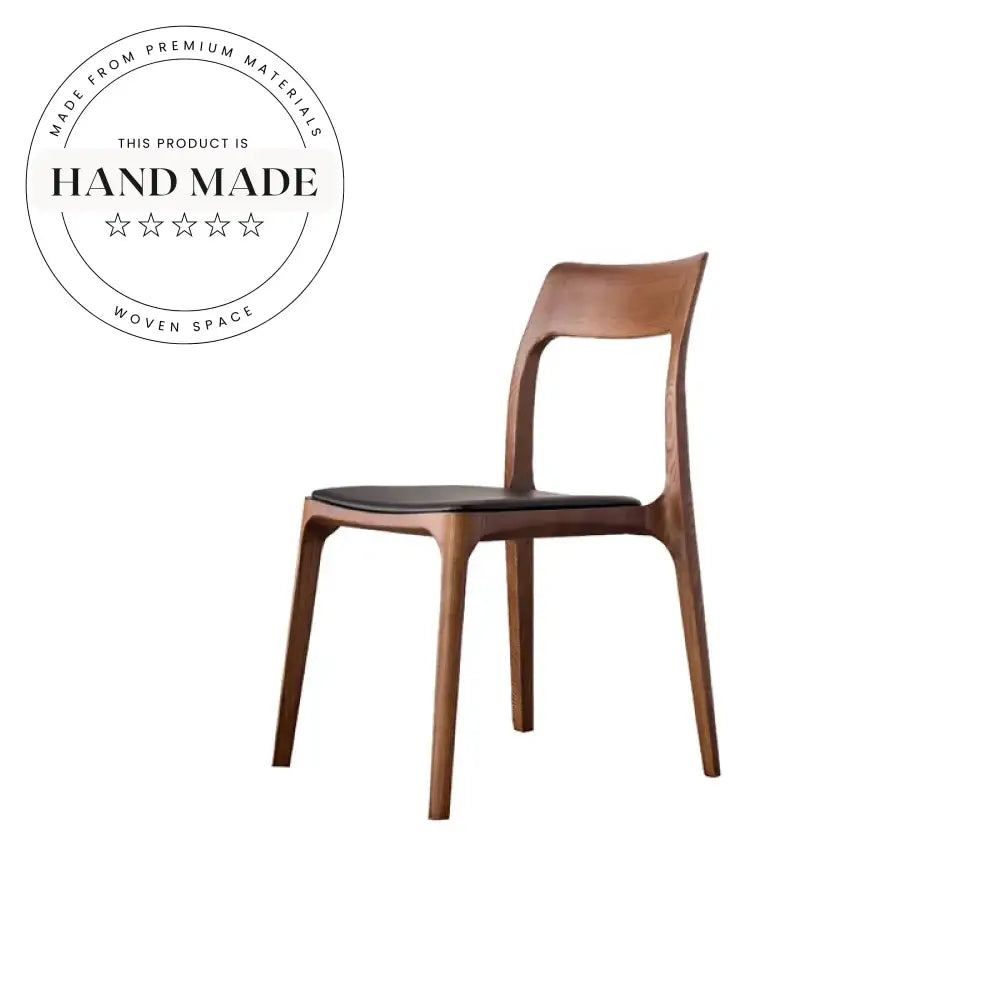 Mid Century Modern Solid Ash Wood Leather Stackable Dining Chair