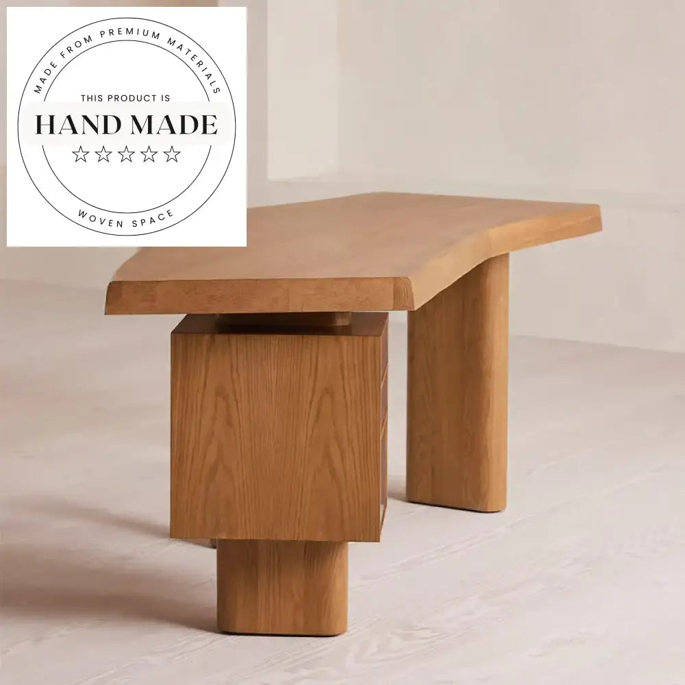 Mid-Century Modern Solid Walnut Wood Writing Study Executive Desk