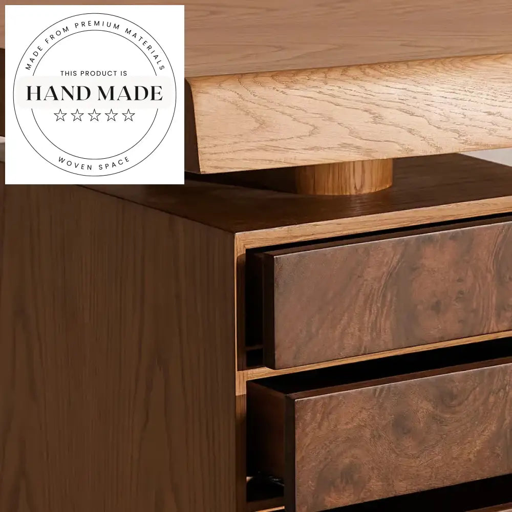 Mid-Century Modern Solid Walnut Wood Writing Study Executive Desk