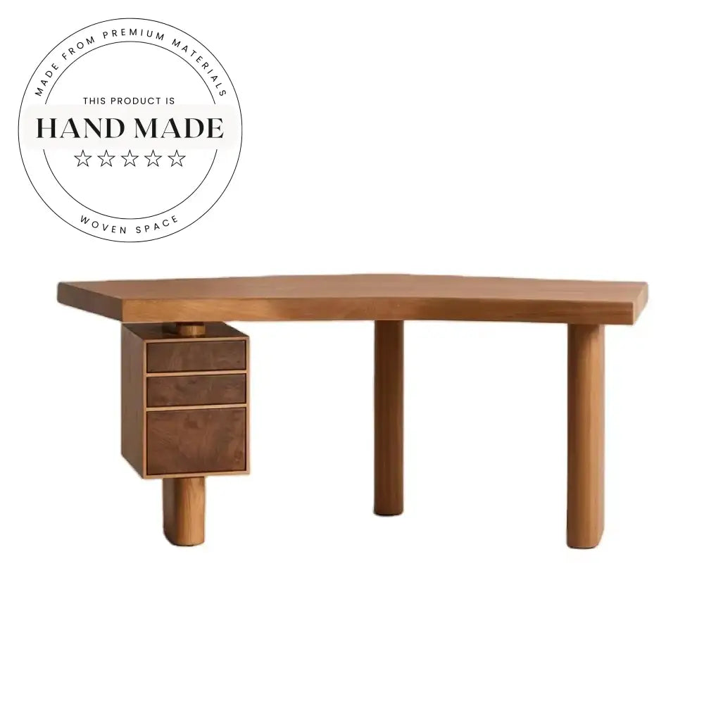 Mid-Century Modern Solid Walnut Wood Writing Study Executive Desk