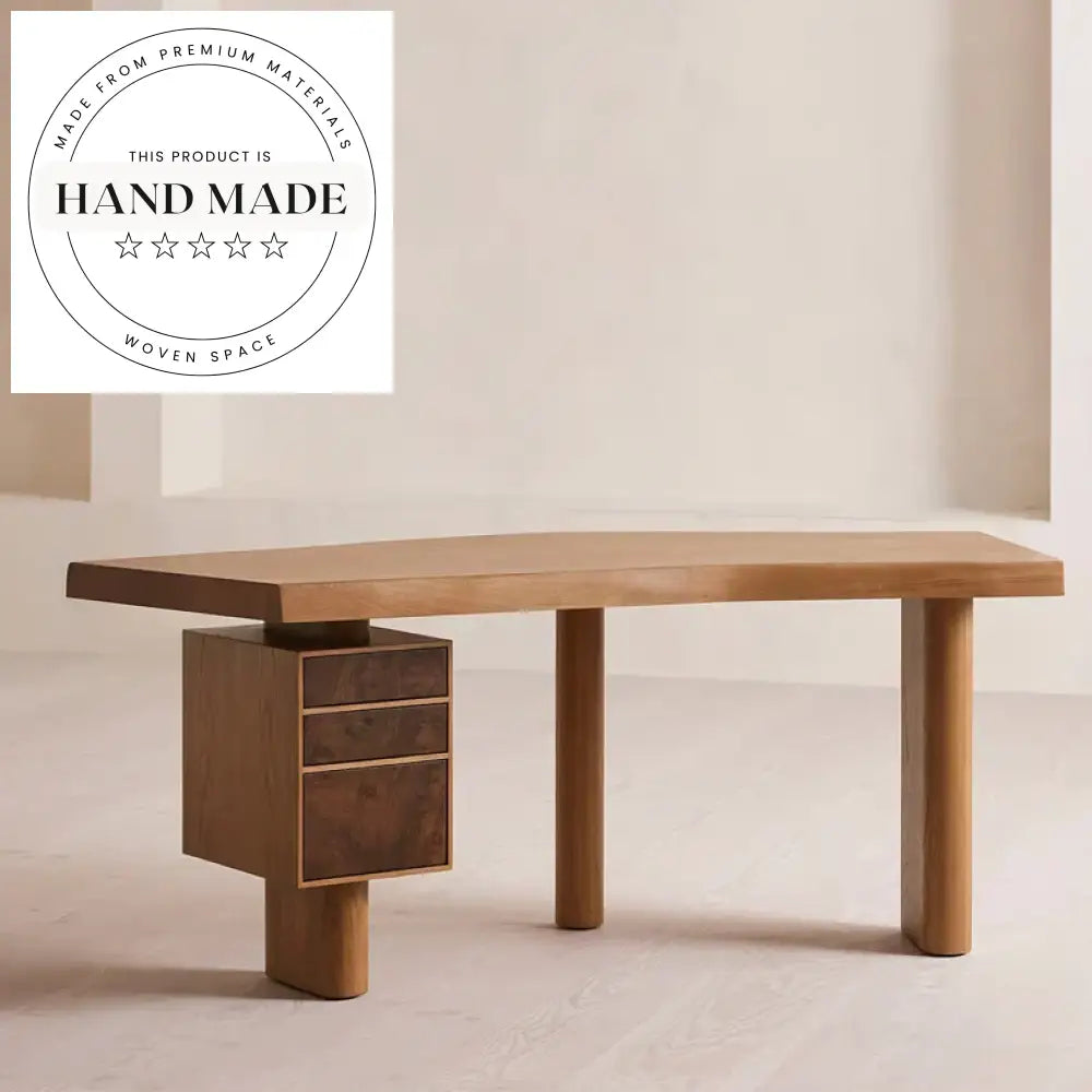 Mid-Century Modern Solid Walnut Wood Writing Study Executive Desk