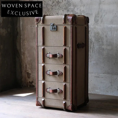 Mid-Century Solid Wood Storage Cabinet with Unique Fabric Accents