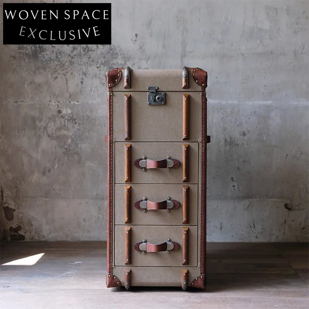 Mid-Century Solid Wood Storage Cabinet with Unique Fabric Accents