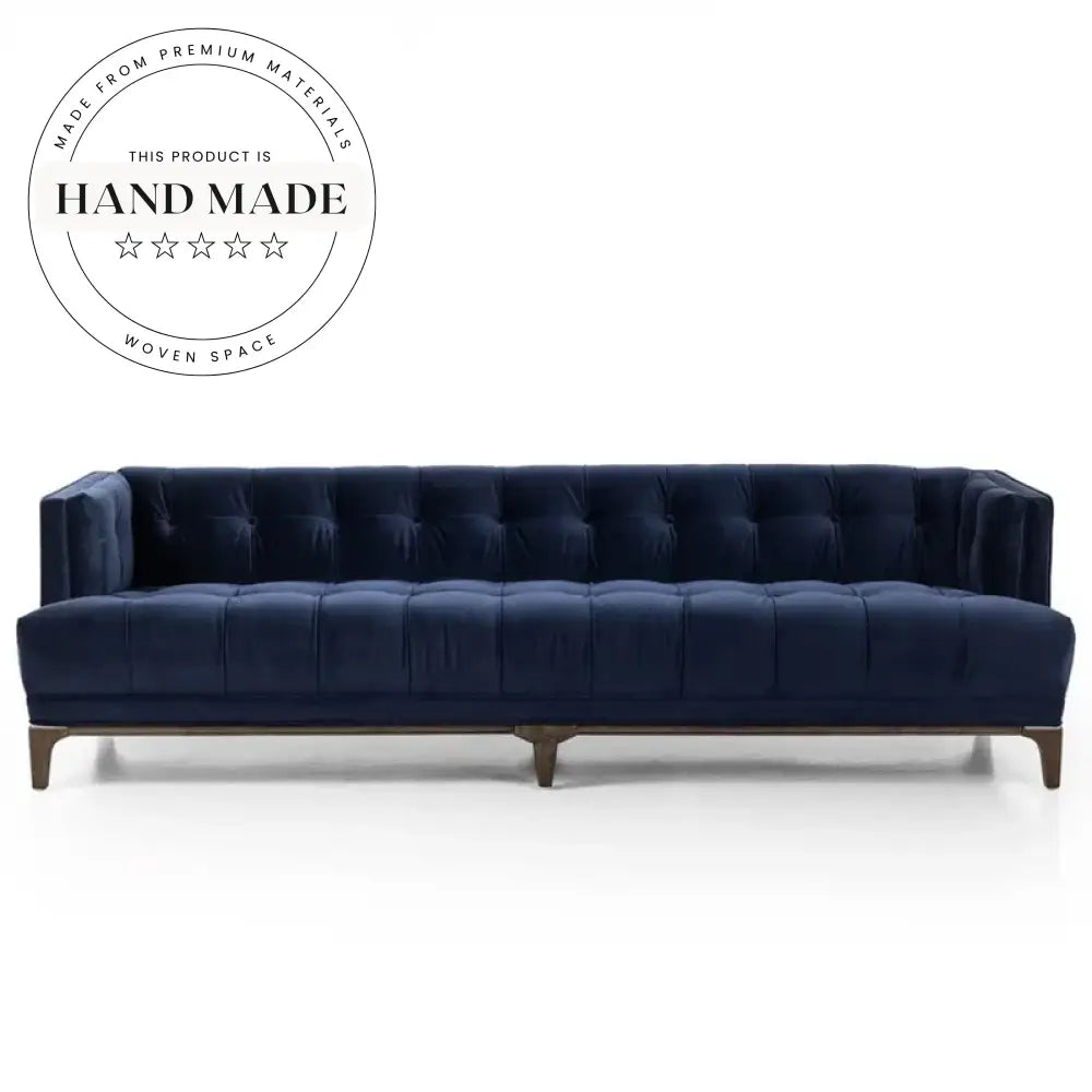 Mid-Century Tufted 4-Seater Solid Wood Leg Living Room Sofa