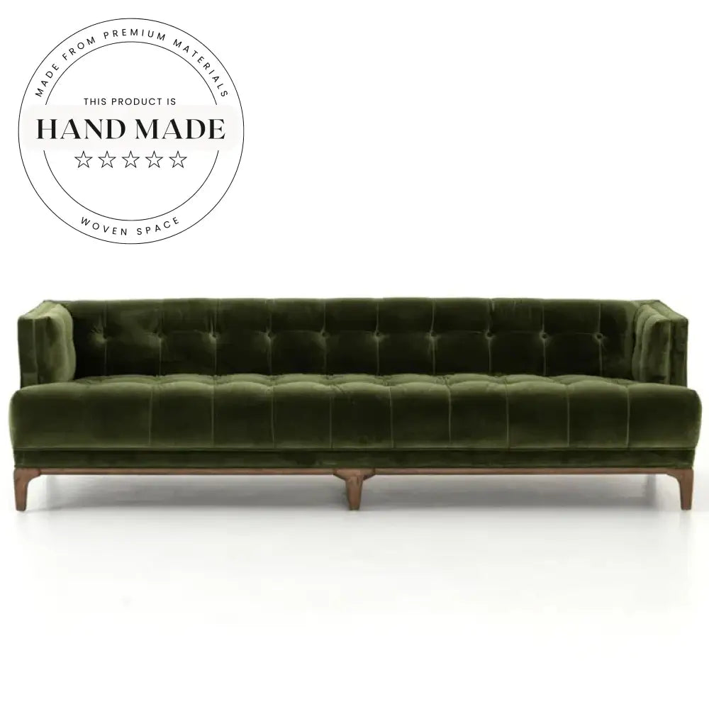 Mid-Century Tufted 4-Seater Solid Wood Leg Living Room Sofa