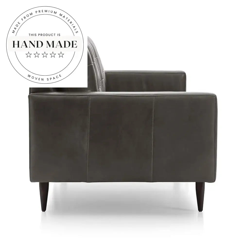 Mid-Century Vintage Industrial Genuine Leather Living Room Sofa Set