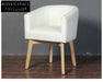 Elegant Mid-Century Modern White Oak Wood Dining Chair with Linen Upholstery