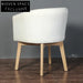 Elegant Mid-Century Modern White Oak Wood Dining Chair with Linen Upholstery