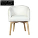 Elegant Mid-Century Modern White Oak Wood Dining Chair with Linen Upholstery