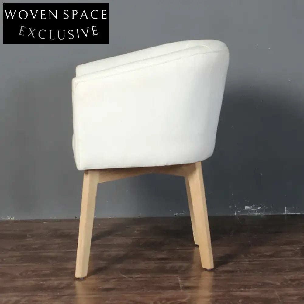 Elegant Mid-Century Modern White Oak Wood Dining Chair with Linen Upholstery