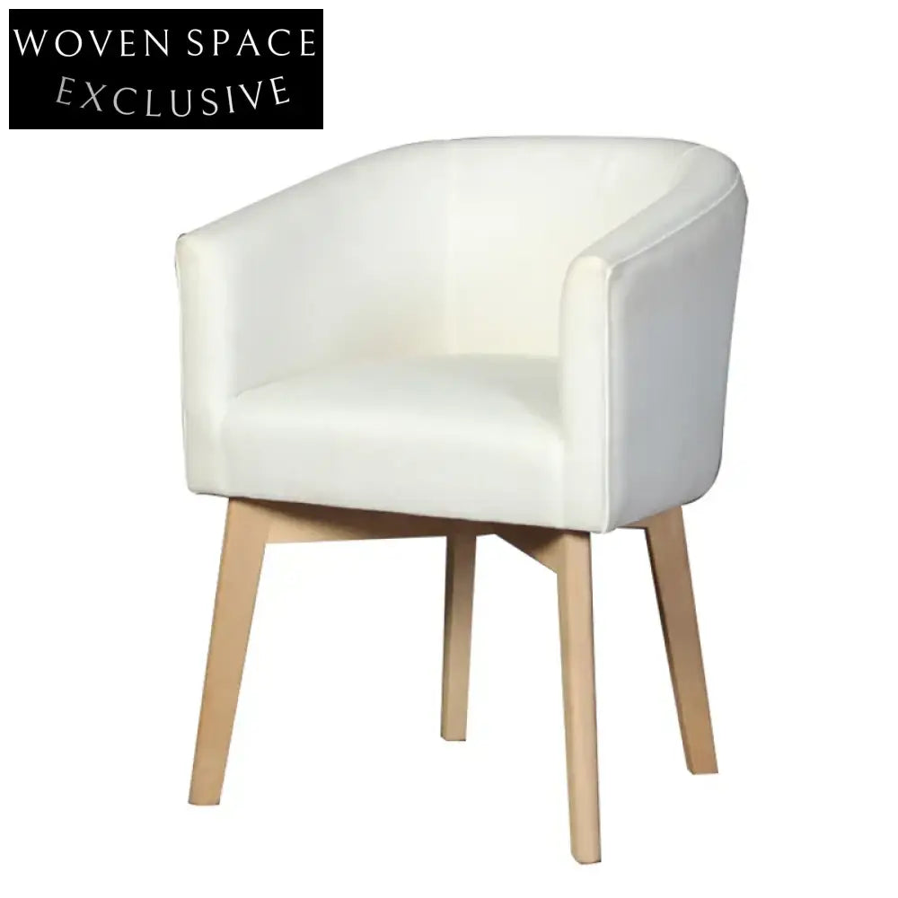 Elegant Mid-Century Modern White Oak Wood Dining Chair with Linen Upholstery