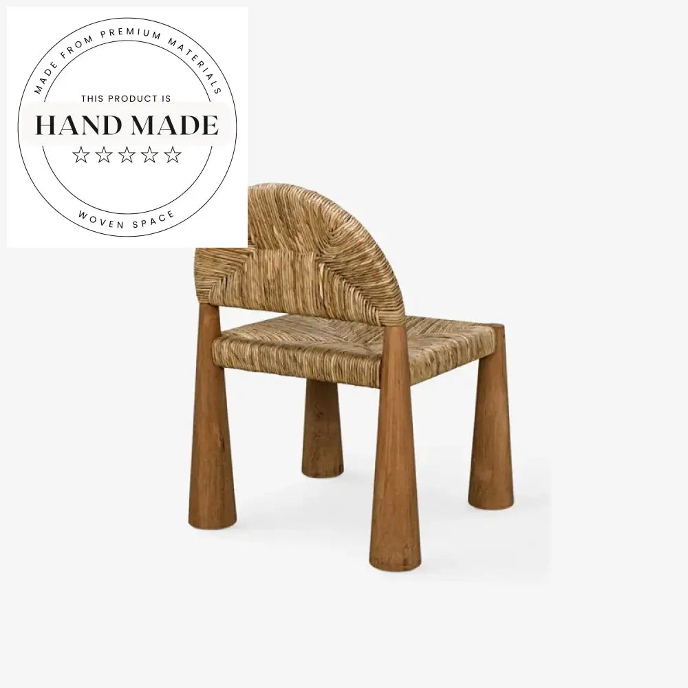 Midcentury Antique Wood Frame Woven Rattan Seat Accent Dining Chair