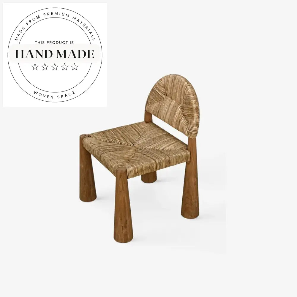 Midcentury Antique Wood Frame Woven Rattan Seat Accent Dining Chair