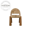 Midcentury Antique Wood Frame Woven Rattan Seat Accent Dining Chair