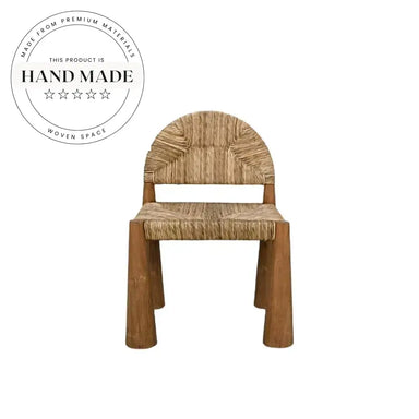 Midcentury Antique Wood Frame Woven Rattan Seat Accent Dining Chair