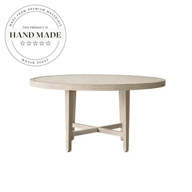 Midcentury Contemporary French Natural Oak Round 6 Seater Dining Table