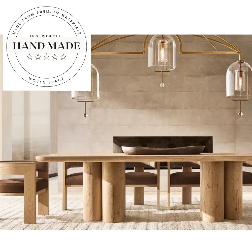 Midcentury Modern Luxury Extendable Solid Wood Rectangular Dining Table