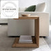 Midcentury Natural Oak Wooden Sofa C-Frame Accent Side Table