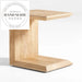 Midcentury Natural Oak Wooden Sofa C-Frame Accent Side Table
