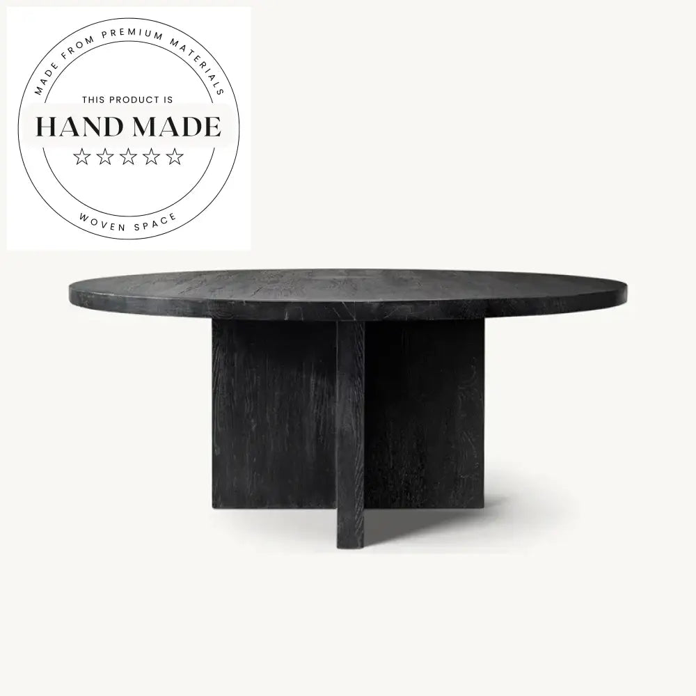 Midcentury Retro Round Solid Oak Wood 6 Seater Outdoor Dining Table