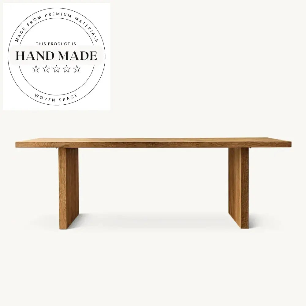 Midcentury Solid Reclaimed Oak Plank Rectangular 6 Seater Dining Table