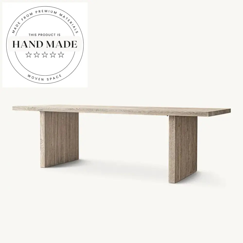 Midcentury Solid Reclaimed Oak Plank Rectangular 6 Seater Dining Table