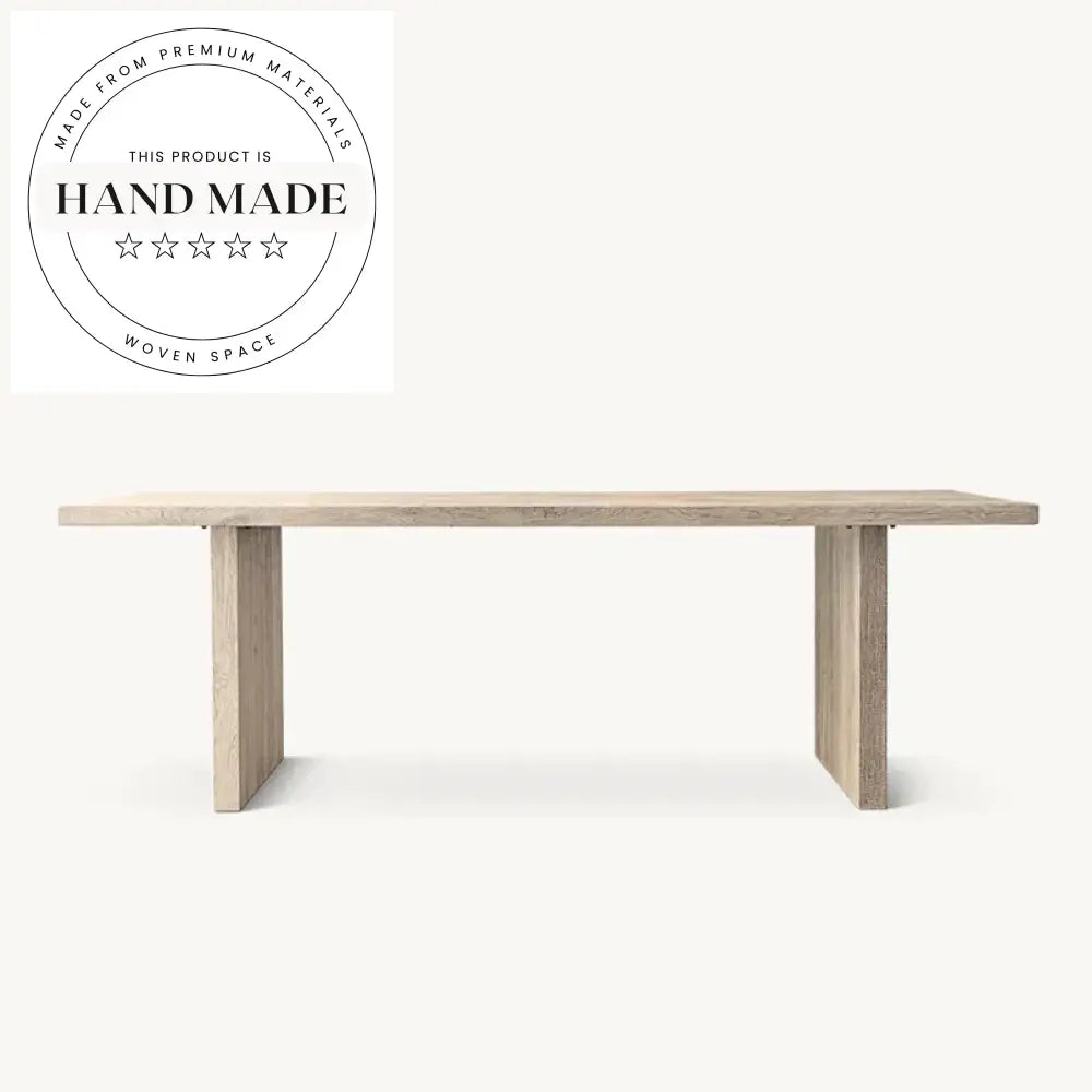 Midcentury Solid Reclaimed Oak Plank Rectangular 6 Seater Dining Table