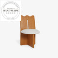 Midcentury Vintage Boucle Fabric High Back Modern Wooden Dining Chair