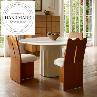 Midcentury Vintage Boucle Fabric High Back Modern Wooden Dining Chair