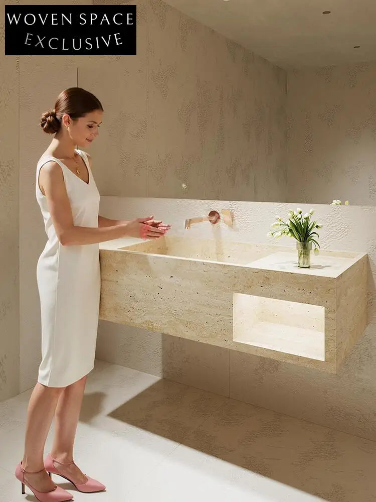 Millie Red Cave Stone Wall-Mounted Basin