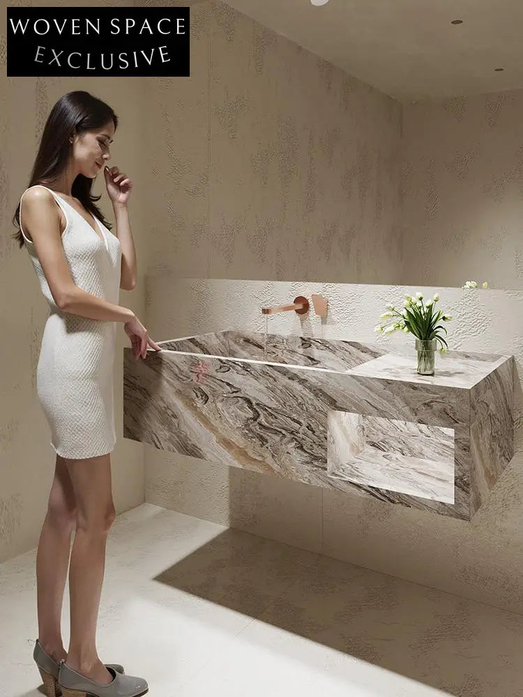 Millie Red Cave Stone Wall-Mounted Basin