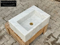Minerve Carrara Marble Sink with Ribbed Sides