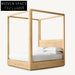 Minimalist American Canopy Solid Teak Wood King Queen Size Bedroom Bed