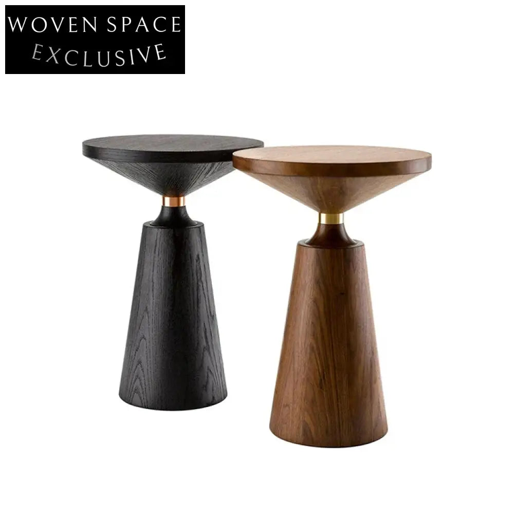 Minimalist Ash Solid Wood Round End Table for Living Room or Bedroom