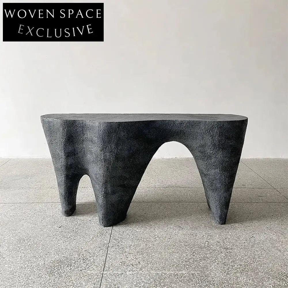 Minimalist Black Fiberglass Irregular Long Hallway Console Table