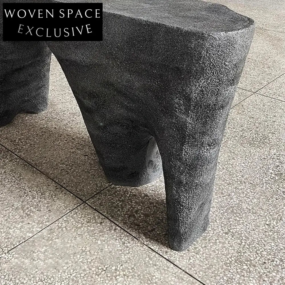 Minimalist Black Fiberglass Irregular Long Hallway Console Table