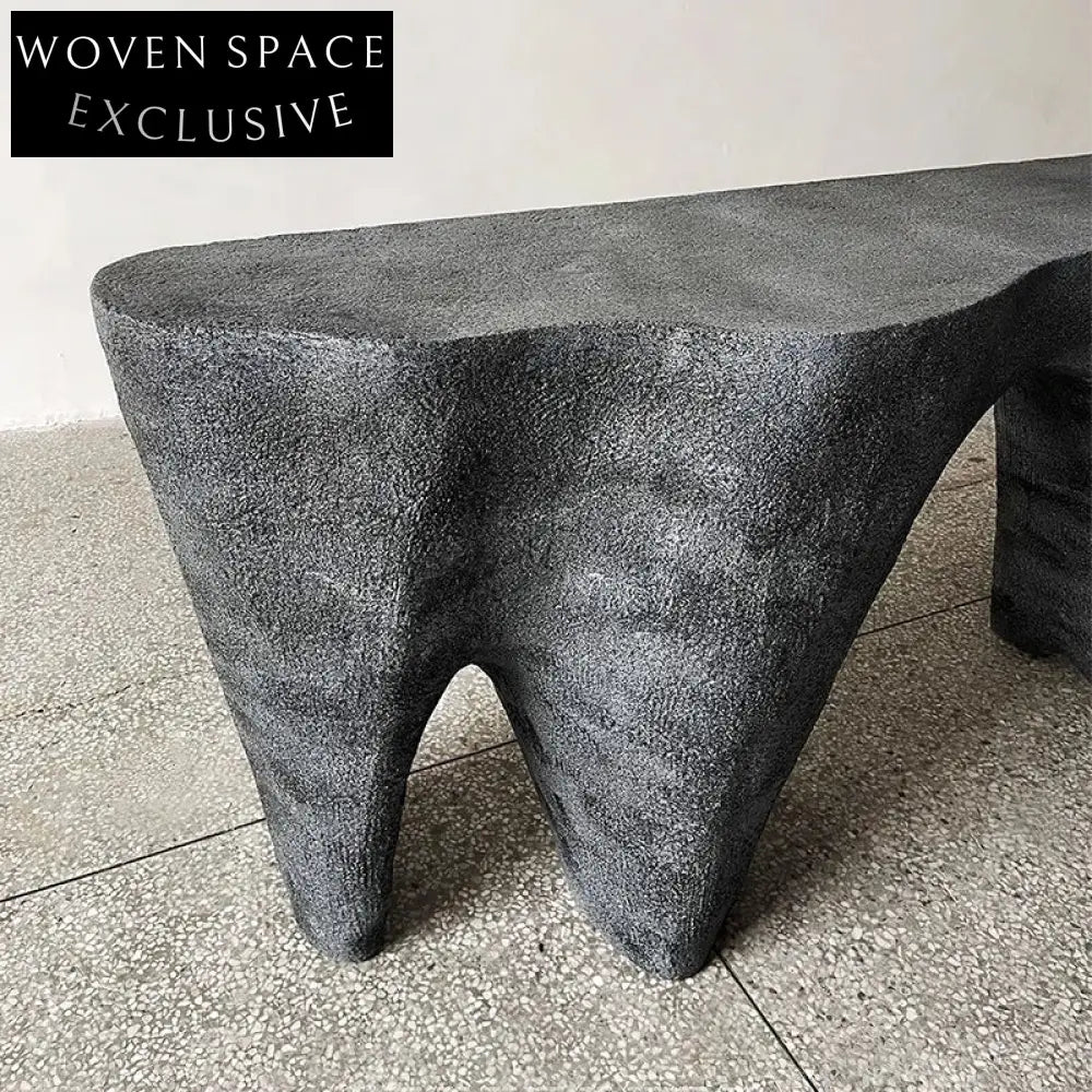 Minimalist Black Fiberglass Irregular Long Hallway Console Table